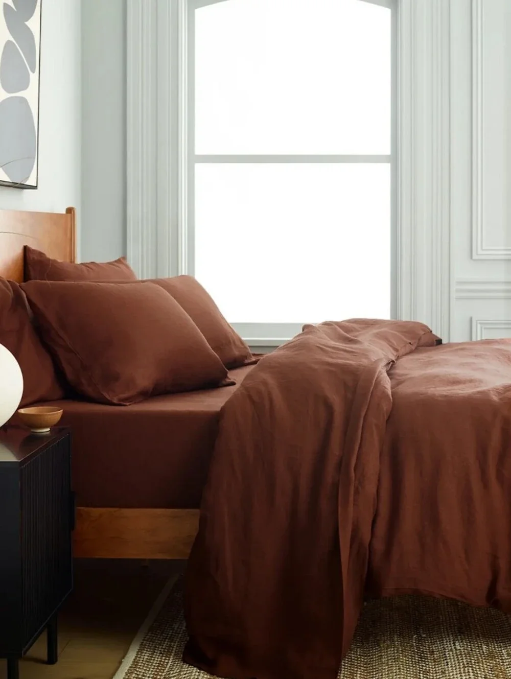 Quince European Linen Duvet Cover + Fitted Sheet Set - Bordeaux